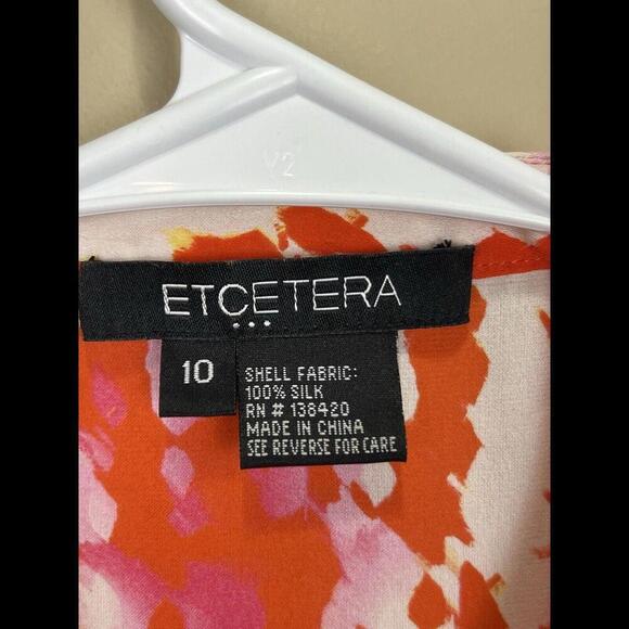 ETCETERA Silk Top Women’s Size 10 Orange Abstract Button Shirt EUC - Picture 4 of 4
